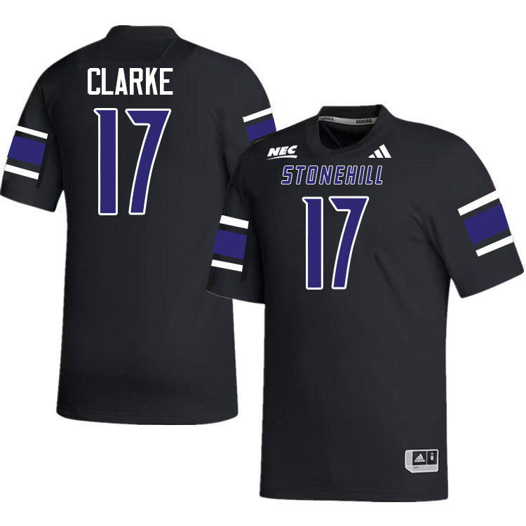 Stonehill Skyhawks #17 Cole Clarke College Football Jerseys,Uniforms Stitched-Black